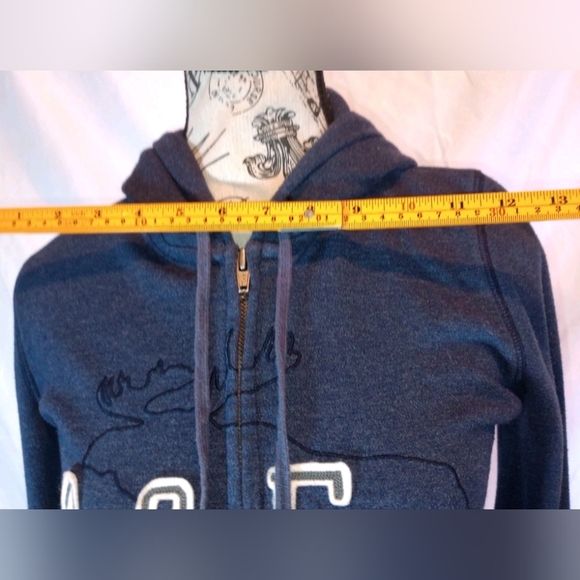 Vtg Abercrombie & Fitch Muscle Fit Hoodie Navy Blue Y2K L - Picture 10 of 11